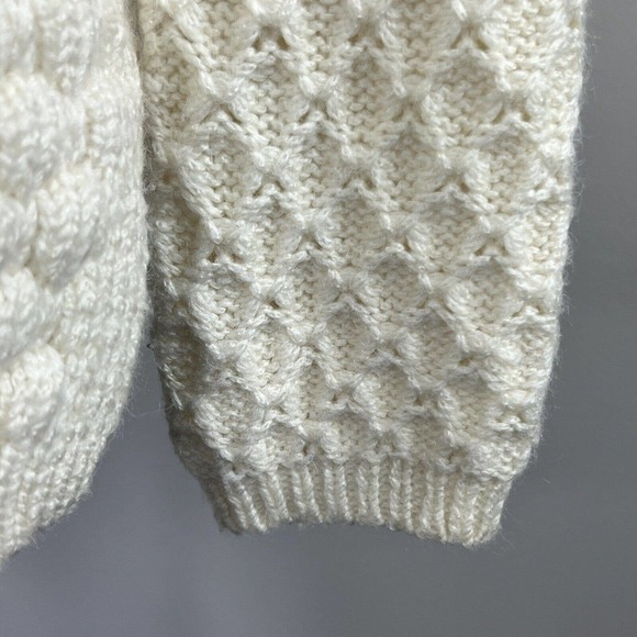 Field Flower Anthropologie Cream Honeycomb Knit Crewneck Sweater S Popcorn - Picture 6 of 12